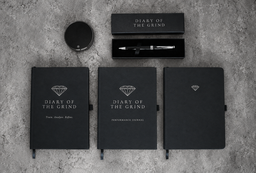 Diary of the Grind Elite Package with two journals, notebook, pen and revision timer